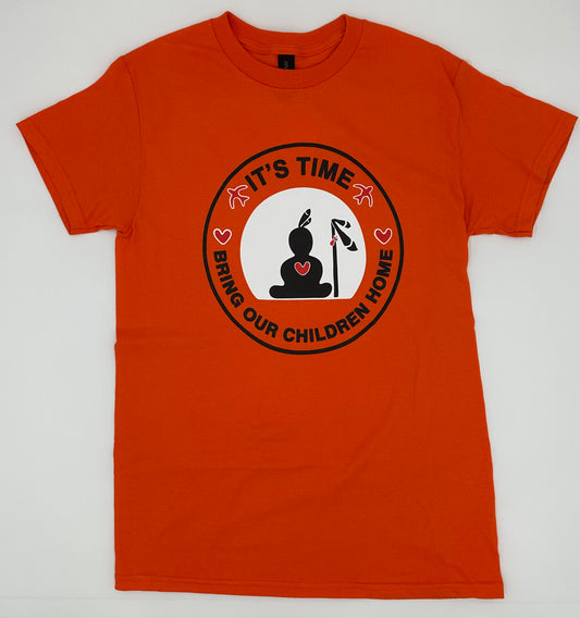 New Adult Orange T-Shirt With “Bring Our Children Home” Logo