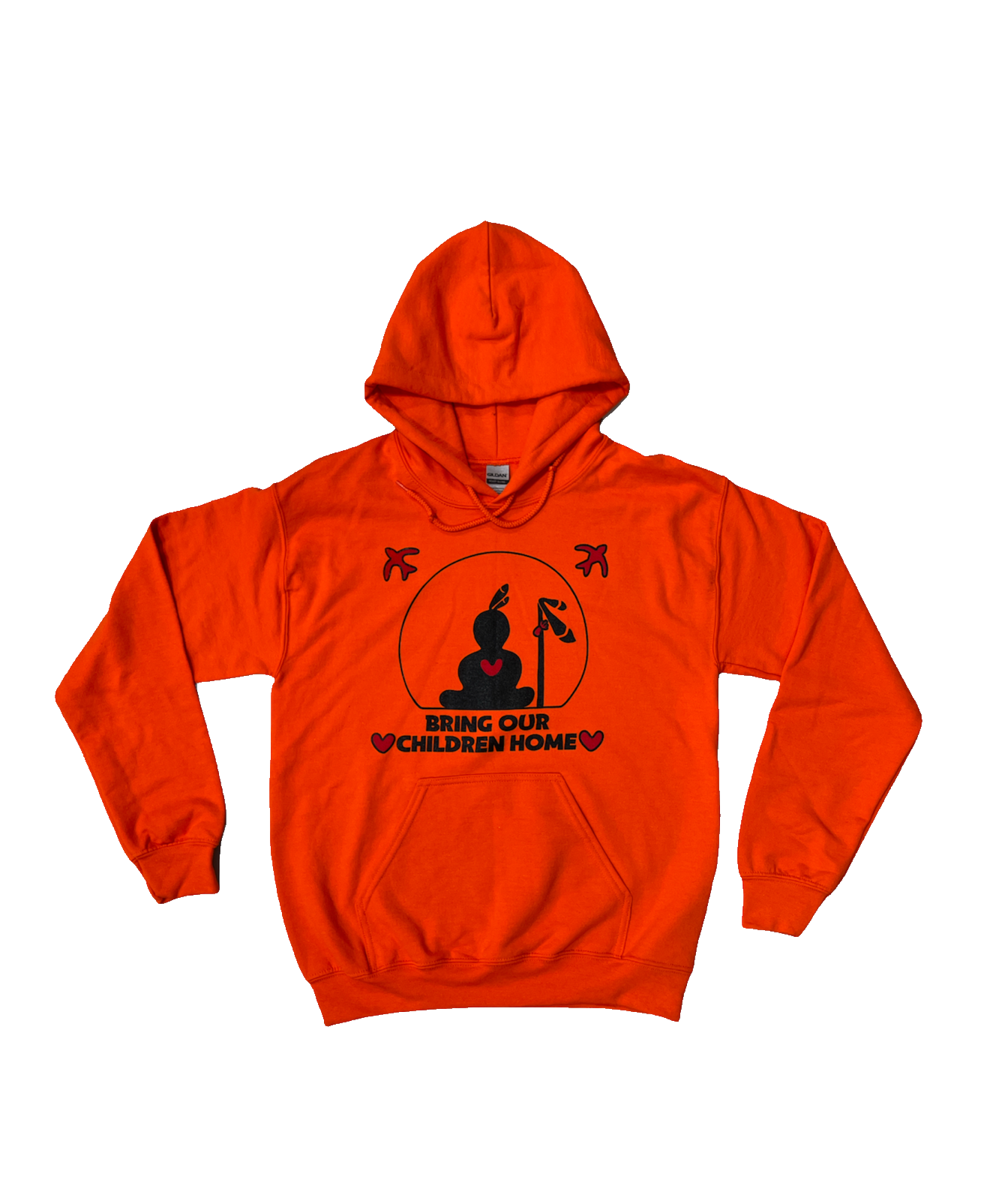 Orange Hooded Sweatshirt with "Bring Our Children Home" Logo